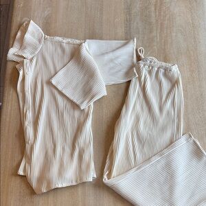 Sabo Skirt Cream Ribbed Jumpsuit Set